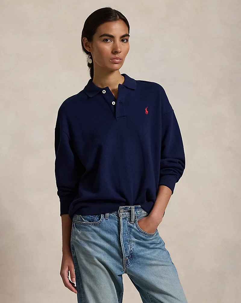 Polo-Collar Fleece Pullover