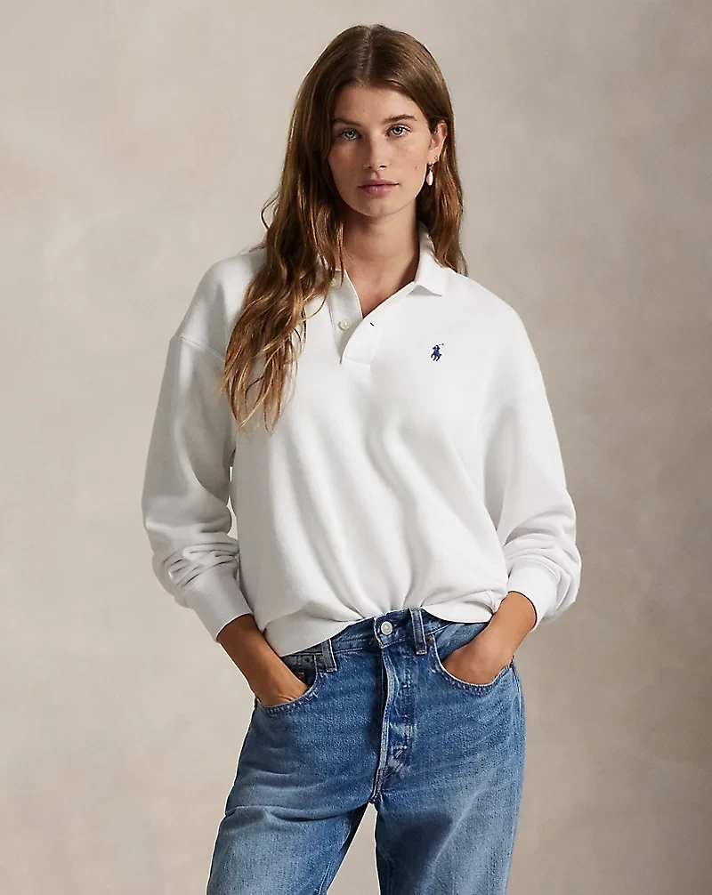Polo-Collar Fleece Pullover