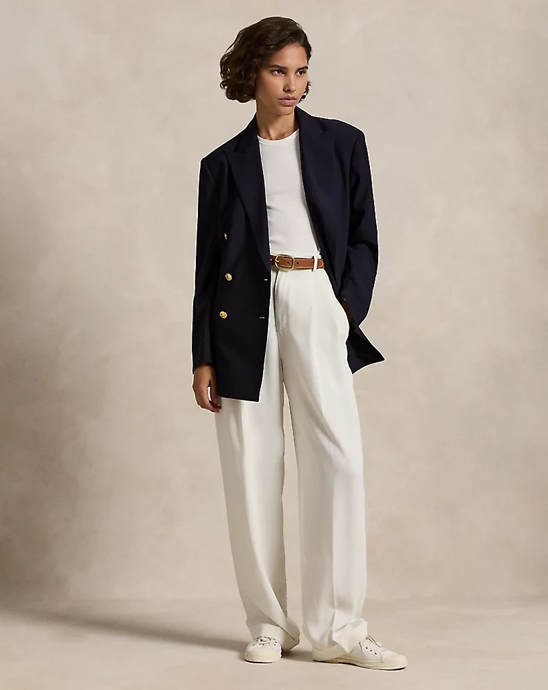 Double-Breasted Stretch Wool Blazer