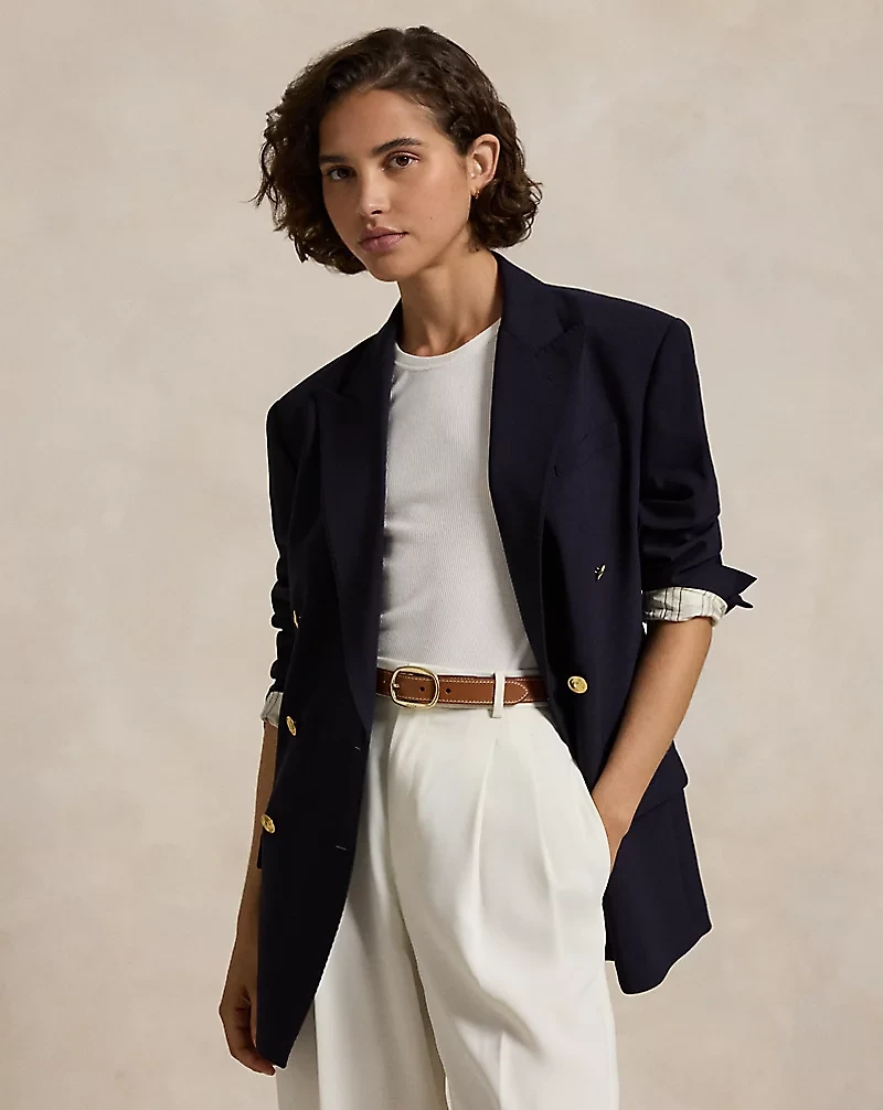 Double-Breasted Stretch Wool Blazer