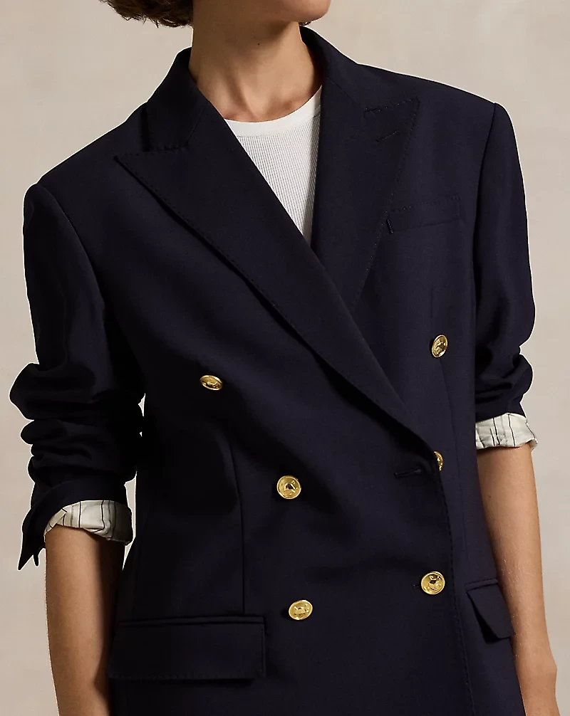Double-Breasted Stretch Wool Blazer
