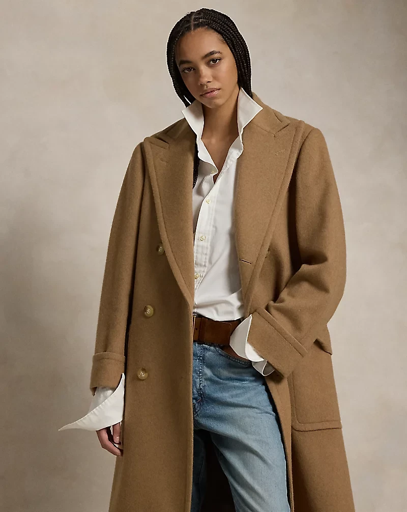 Camel-Hair Long Polo Coat