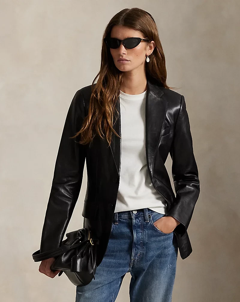Single-Breasted Lambskin Blazer