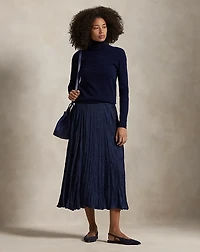 Crinkled Satin A-Line Skirt