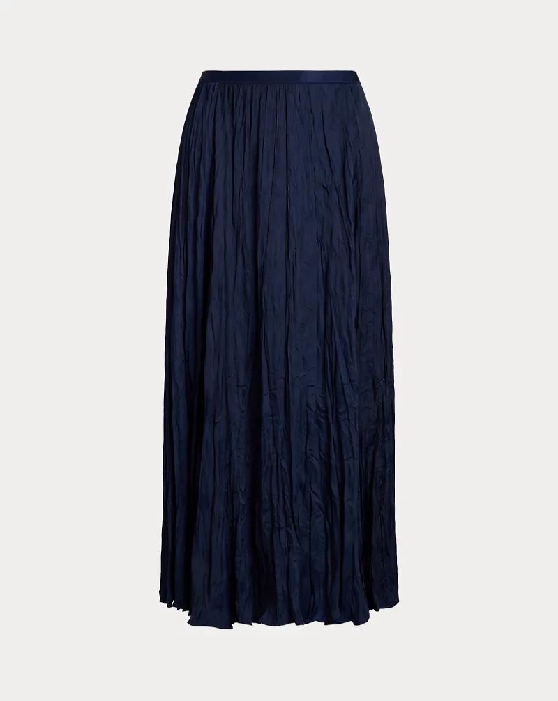 Crinkled Satin A-Line Skirt