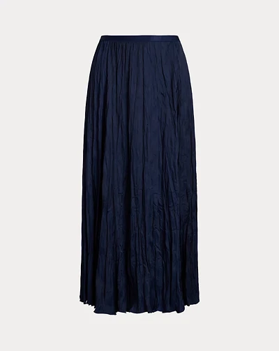 Crinkled Satin A-Line Skirt