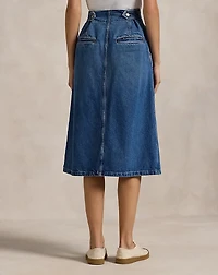 Denim A-Line Midi Skirt