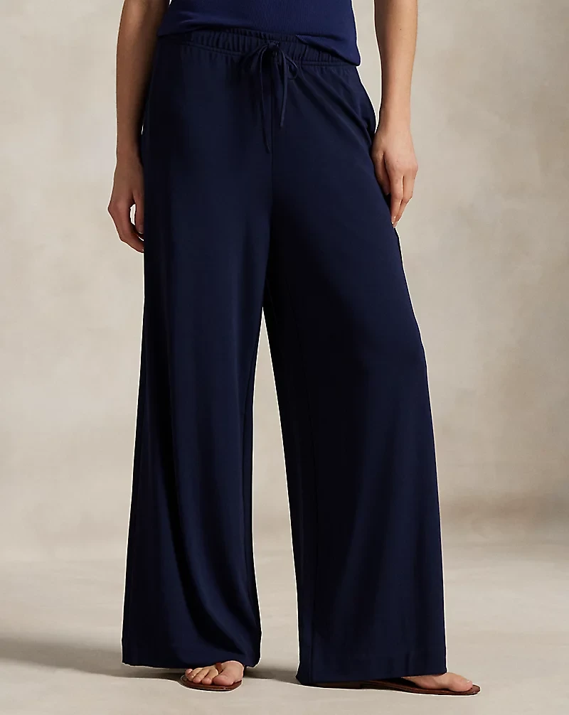 Jersey Wide-Leg Drawstring Pant
