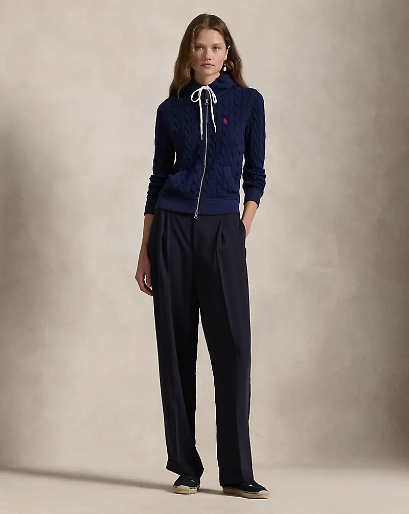 Cable-Knit Cotton Full-Zip Hoodie