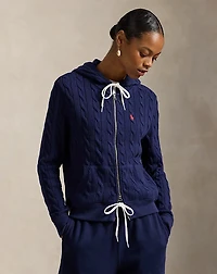 Cable-Knit Cotton Full-Zip Hoodie