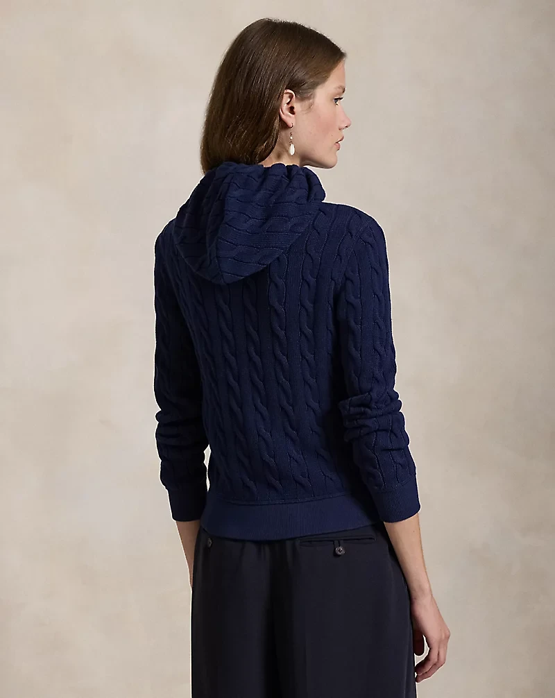 Cable-Knit Cotton Full-Zip Hoodie
