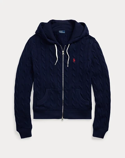 Cable-Knit Cotton Full-Zip Hoodie