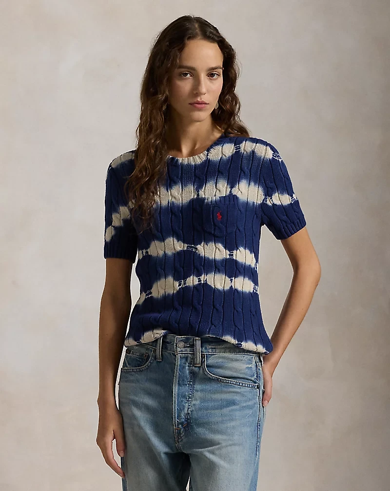 Tie-Dye Cable Cotton Sweater