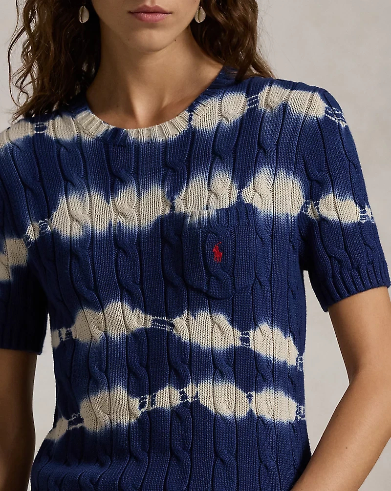 Tie-Dye Cable Cotton Sweater