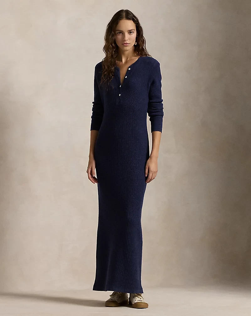 Wool-Cashmere Henley Sweater Dress