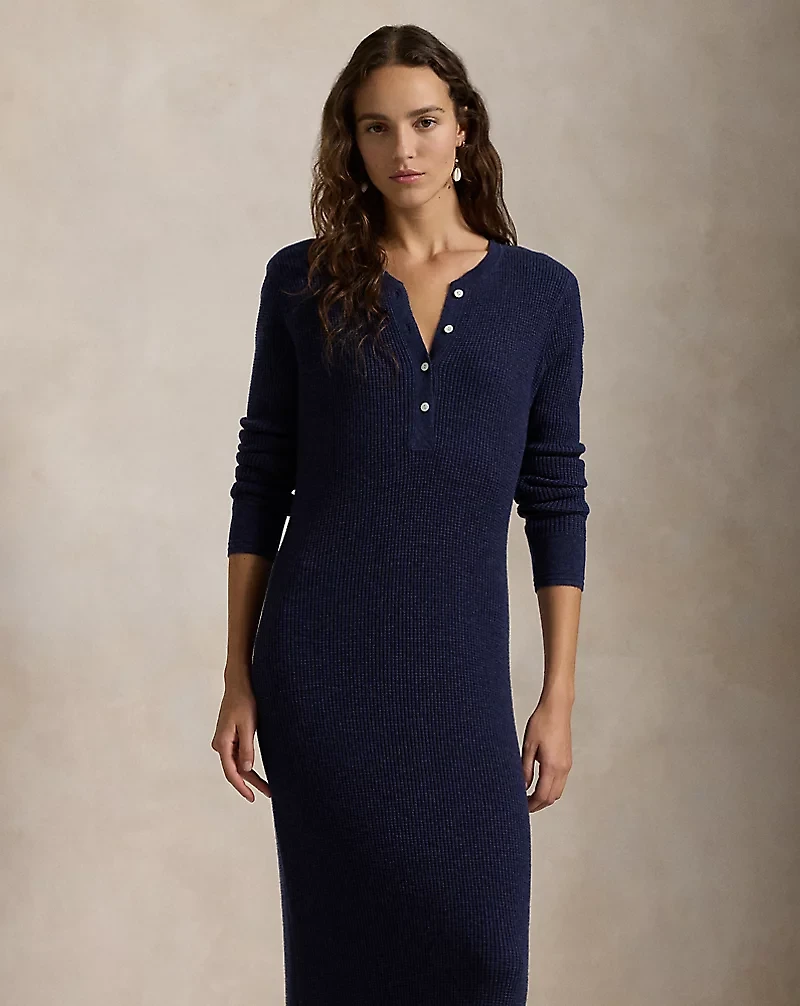 Wool-Cashmere Henley Sweater Dress