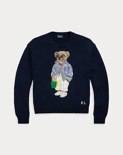 Polo Bear Cotton Crewneck Sweater