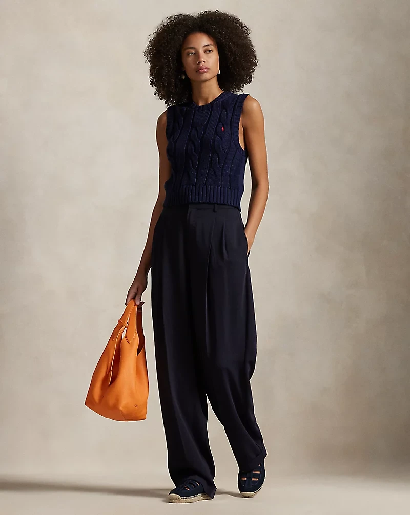 Cable-Knit Cotton Cropped Vest