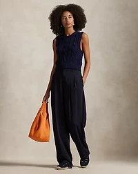 Cable-Knit Cotton Cropped Vest