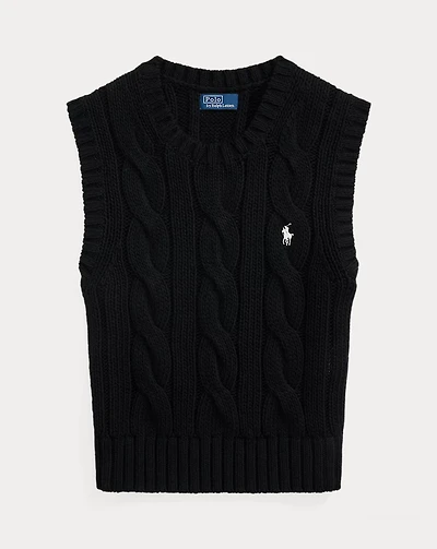 Cable-Knit Cotton Cropped Vest