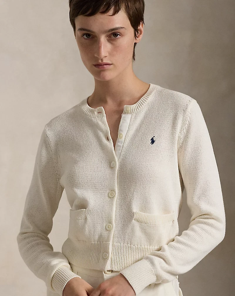 Cotton Crewneck Cardigan
