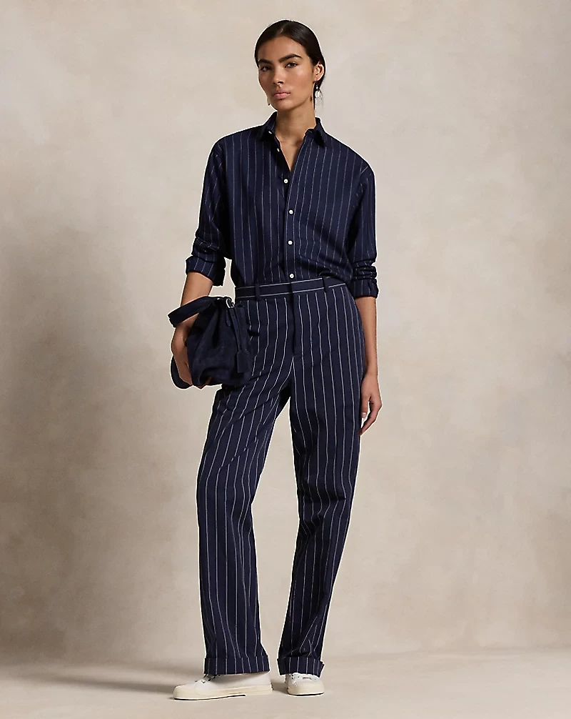 Relaxed Fit Pinstripe Wool-Blend Shirt
