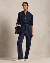 Relaxed Fit Pinstripe Wool-Blend Shirt
