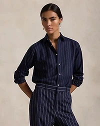 Relaxed Fit Pinstripe Wool-Blend Shirt