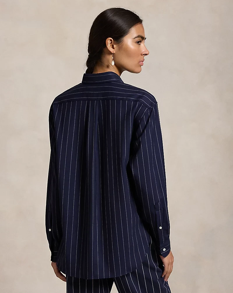 Relaxed Fit Pinstripe Wool-Blend Shirt