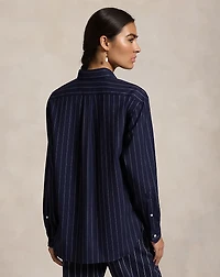 Relaxed Fit Pinstripe Wool-Blend Shirt