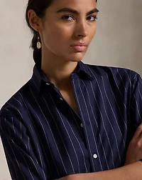 Relaxed Fit Pinstripe Wool-Blend Shirt