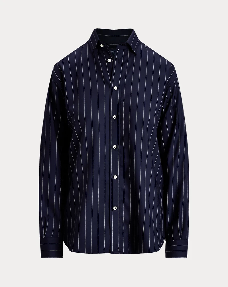 Relaxed Fit Pinstripe Wool-Blend Shirt