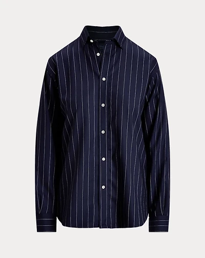 Relaxed Fit Pinstripe Wool-Blend Shirt
