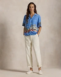 Tropical-Print Camp Shirt