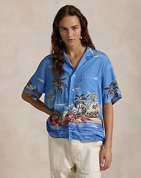Tropical-Print Camp Shirt