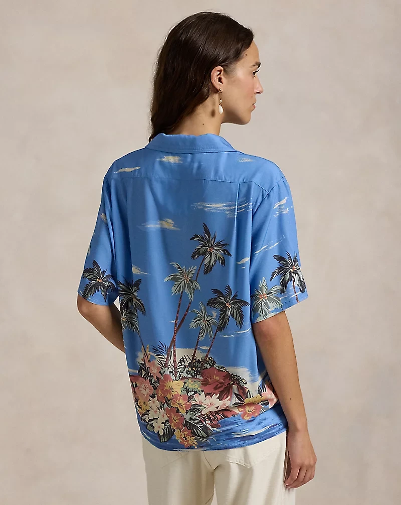 Tropical-Print Camp Shirt