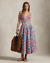 Floral Cotton Midi Skirt