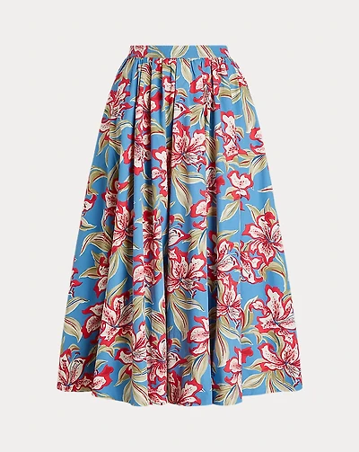 Floral Cotton Midi Skirt