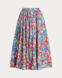 Floral Cotton Midi Skirt