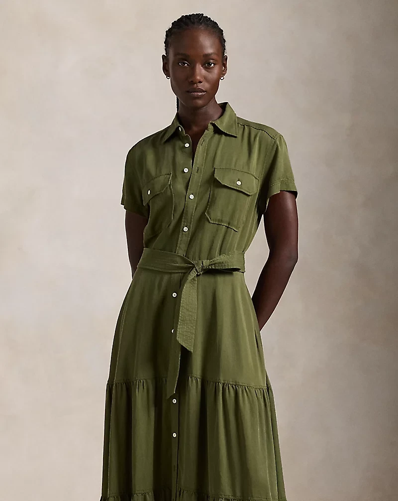 Belted Tiered Shirtdess
