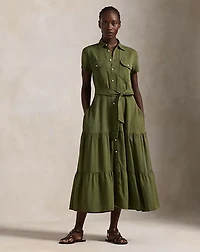 Belted Tiered Shirtdess