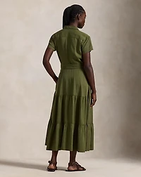 Belted Tiered Shirtdess