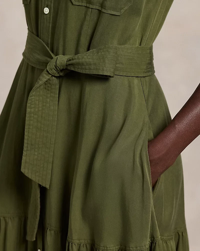 Belted Tiered Shirtdess