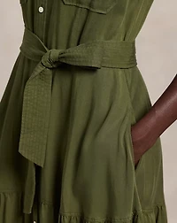 Belted Tiered Shirtdess