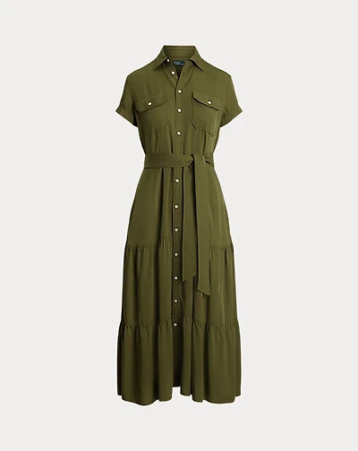 Belted Tiered Shirtdess