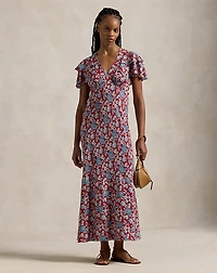Floral-Print Silk Dress