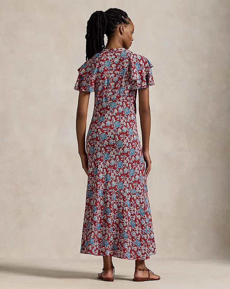Floral-Print Silk Dress