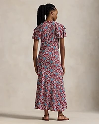 Floral-Print Silk Dress