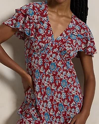 Floral-Print Silk Dress