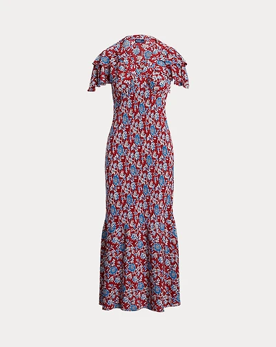 Floral-Print Silk Dress